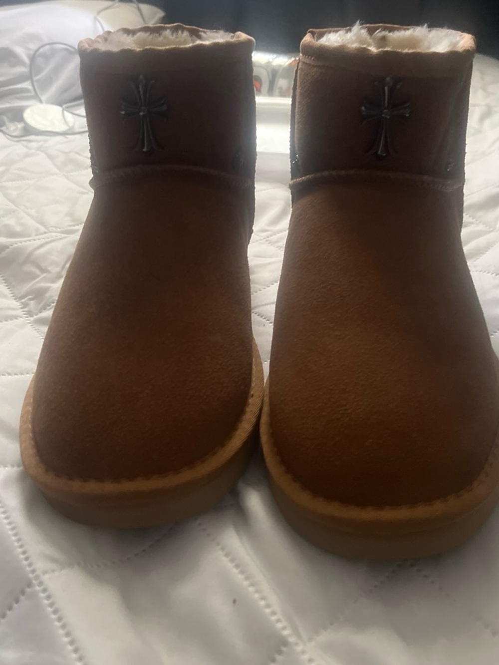 Brown Chrome Heart Uggs mid cut